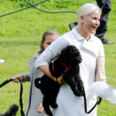 Milly Kakao and one of her puppies attended the gathering after the service (Photo: Cornelius Poppe / NTB scanpix)